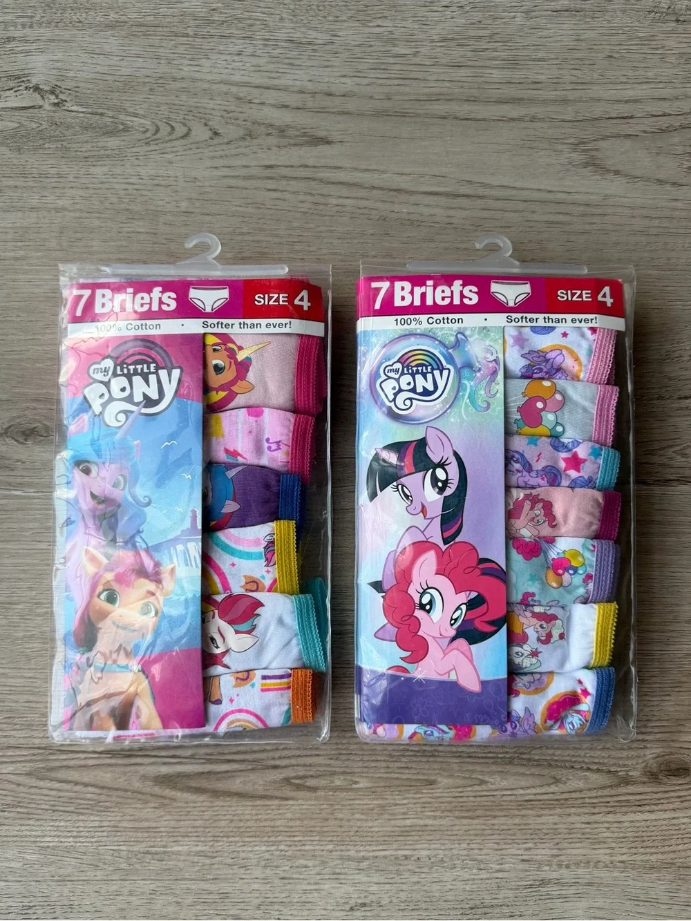 NEW My Little Pony Girls 7-Pack Briefs Size 4 Ages 3-4 100% Cotton Underwear Lot